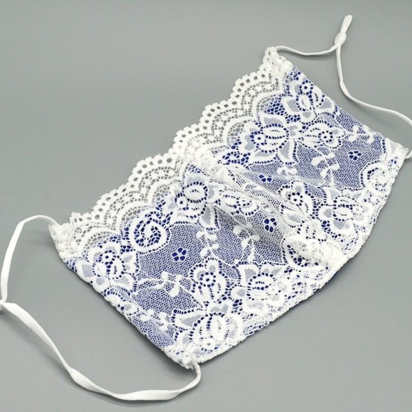 The Myriad Accessories - White Blue  Lace Face Mask Dust mask Fashion mask